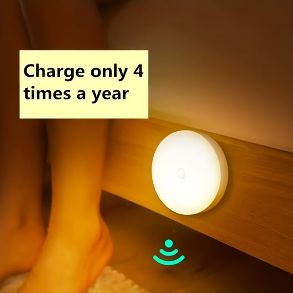 Motion Sensor LED Night Light for Bedroom, Living Room, Hallway, Bathroom - Rechargeable Battery Powered, Wall-Mounted, Modern Design