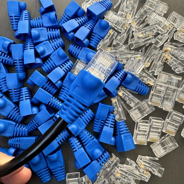Value Pack 10pcs/30pcs RJ45 Connectors UTP CAT6 CAT5E CAT7 Connector Network Unshielded, Rj45 Crystal Head Connector Protective Sleeves, 8P8C Pass Through Modular Plug, Crimp Lan Connectors Plug