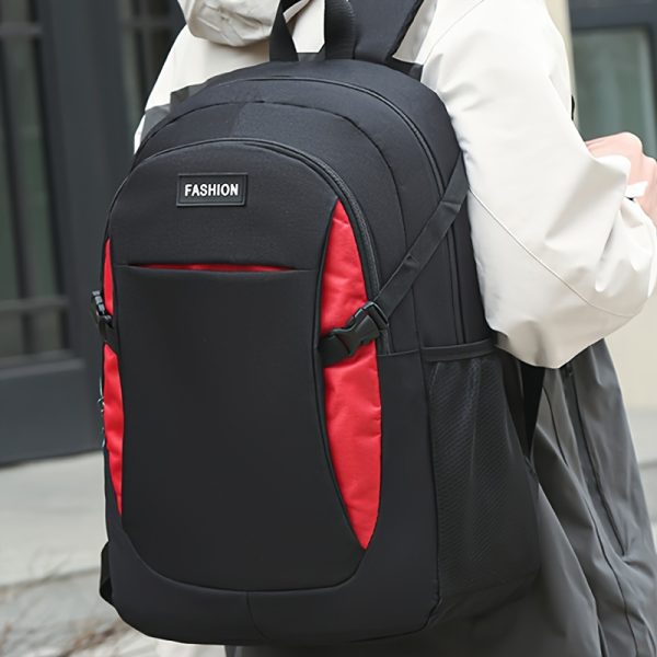 Stylish Men's Nylon Backpack - Large Capacity Laptop Bag for Middle & High School, Black with Blue Accents, Durable Soft Shell Design, Fashionable Casual Backpack for Everyday Use, School Backpack | Minimalist Backpack | Front Pocket Backpack, Backpack for School