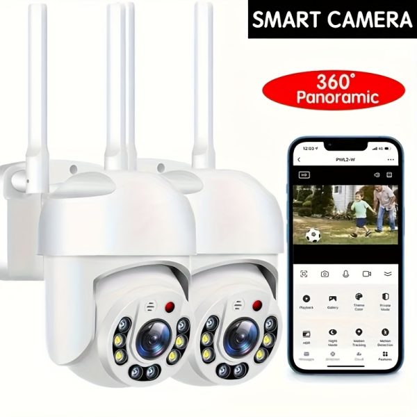 Outdoor Wifi Security Cloud Platform with Automatic Tracking Audio CCTV Monitoring, Protection, Full-Color Day And Night, AI Human Motion Detection, Two-Way Voice Intercom, 360-Degree Panoramic Monitoring, Remote Monitoring | Wall-Mounted Camera | Camera