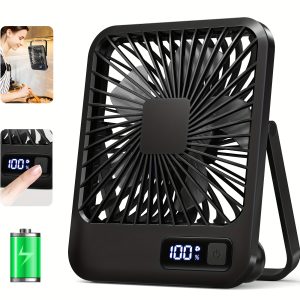 Goard Portable USB Desktop Fan with 1800mAh Rechargeable Battery - Ultra-Quiet, 5-Speed Adjustable, 180° Tilted Design for Optimal Airflow, with Digital Power Display - Ideal for Office, Home, and Travel