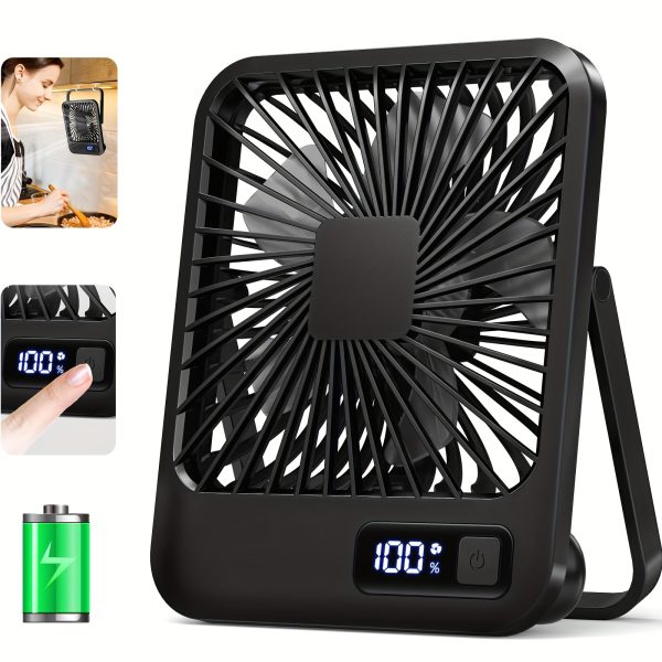 Goard Portable USB Desktop Fan with 1800mAh Rechargeable Battery - Ultra-Quiet, 5-Speed Adjustable, 180° Tilted Design for Optimal Airflow, with Digital Power Display - Ideal for Office, Home, and Travel