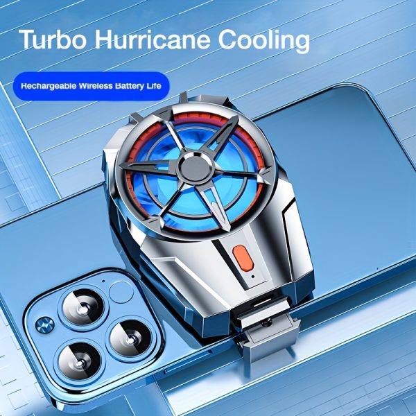 Turbo Hurricane Cooling Fan for Smartphones, Rechargeable Wireless Battery Life, Quiet Operation, 3-Speed Adjustable, Gaming Phone Heat Reduction, Includes Electronic Components, Lithium-Polymer Battery-Compatible
