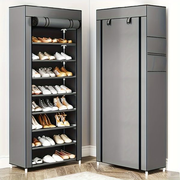 10-Tier Metal Shoe Rack Organizer with Dust Cover - Space-Saving, No-Electricity, Large Capacity Shoe Storage, Easy Assembly, Portable Footwear Organiser for Home, Dorm, Entryway