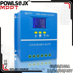 POWLSOJX 60A/80A/100A MPPT Solar Charge Controller, 12/24/36/48V Battery Compatible, Multi-Battery Support, 50V Max Voltage