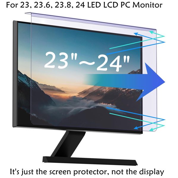 58.42-60.96 cm Acrylic Blue Light Blocking Hanging Screen Protector Panel, Matte Finish, 6H Hardness, Anti Scratch Eye Protection Shield for Desktop Computer, Anti Blue Light Filter for 23, 23.6, 23.8, 60.96cm Diagonal Widescreen LED LCD PC Monitor