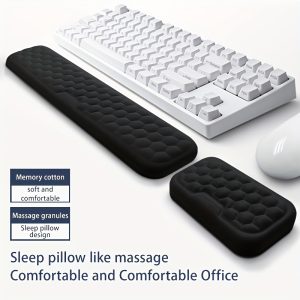 2pcs Computer Keyboard Wrist Ergonomic Memory Foam Wrist Rest, Massage Wrist, Comfortable Breathable