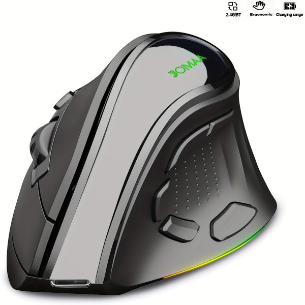 Multifunctional Vertical Mouse, Dual-mode Wireless BT Mouse, Ergonomic Design Office Mouse, Suitable For Laptops, Desktop Computers, Tablets, Tablets, Phones