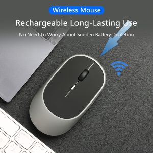 Dual mode wireless 2.4G mouse with USB and Type-C receiver, ergonomic optical mouse suitable for left and right hands, portable mouse, suitable for laptops, 4 buttons, easy to use and connect, suitable for travel and work, 5 colors to choose from (black, pink, gray, green, white)