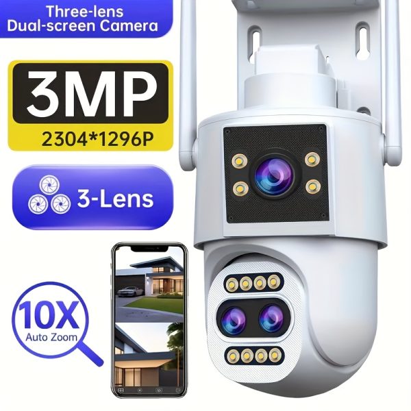 2.4G Wifi 3MP Security Camera - 355° Rotating Tracking Surveillance, HD Home Monitoring with Night Vision Function, Remote Control via Smartphone, Perfect for Indoor Monitoring Anytime and Anywhere
