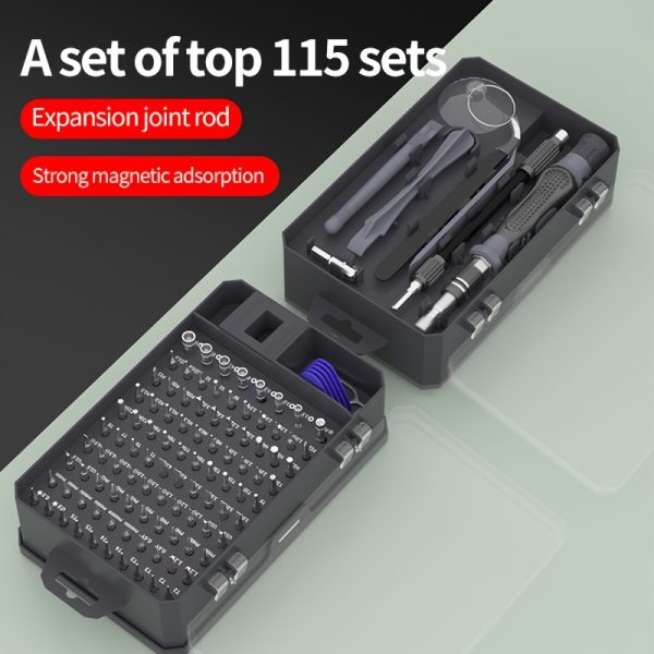 115-In-1 Screwdriver Set with Strong Magnetism And High Hardness, Multifunctional Tools for Disassembly, Including Specialty Screwdrivers for Precision Repairs, Suitable for Cleaning And Dusting Laptops And Mobile Phones.