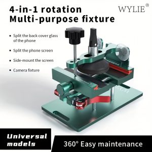 WYLIE 4-in-1 Multi-Purpose Phone Repair Fixture Kit - 360° Rotatable Mainboard Clamp Tool for Back Glass/Cover/Screen Removal, Stainless Steel Construction, Uncharged Manual Operation, Universal Model
