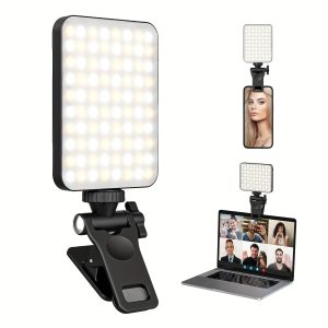Selfie Ring Light Rechargeable 80 LED 3 Models Clip On Selfie Ring Light For Phone, Laptop, Tablet Meeting, Make Up