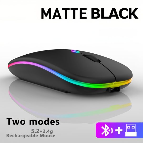 WOWSSYO Wireless Gaming Mouse, Ergonomic Right-Handed, Silent Backlit, Trackball Movement, USB Rechargeable, with Dual Mode 2.4G & 5.1, for Laptop & iPad, Battery Powered with Glitter Animal Print