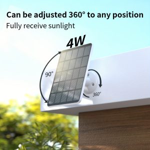 A Set of Solar Charging Panels for Cameras, Featuring a 3-Meter Connection Cable with Micro Usb/Android Type-C USB, Includes Installation Brackets And Screws, Suitable for Outdoor Camera Monitoring, And a Portable Solar Charging Panel That Can Rotate 360°.
