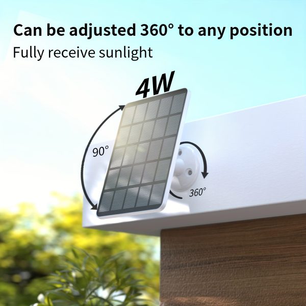 A Set of Solar Charging Panels for Cameras, Featuring a 3-Meter Connection Cable with Micro Usb/Android Type-C USB, Includes Installation Brackets And Screws, Suitable for Outdoor Camera Monitoring, And a Portable Solar Charging Panel That Can Rotate 360°.