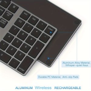 Portable Rechargeable Wireless Numeric Keypad for Finance & Accounting - Wireless USB-C Keyboard with Type-C Charging, Compact Design for Laptops, Compatible with Windows 10, Black