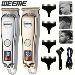 Electric Hair Clipper USB Rechargeable Cordless Professional Electric Clipper Universal Household Hair Clipper For Men Light Head Pusher Edge Trimmer Engraving Clipper Shaver