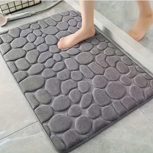 Coralline Velvet Bathroom Anti-slip Mat, with PVC Lining on the Bottom for Anti-slip and Water Absorption, Suitable for Bathroom Door, Bathroom, Bedroom, Machine Washable, Flat Velvet Design