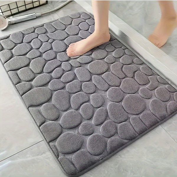Coralline Velvet Bathroom Anti-slip Mat, with PVC Lining on the Bottom for Anti-slip and Water Absorption, Suitable for Bathroom Door, Bathroom, Bedroom, Machine Washable, Flat Velvet Design
