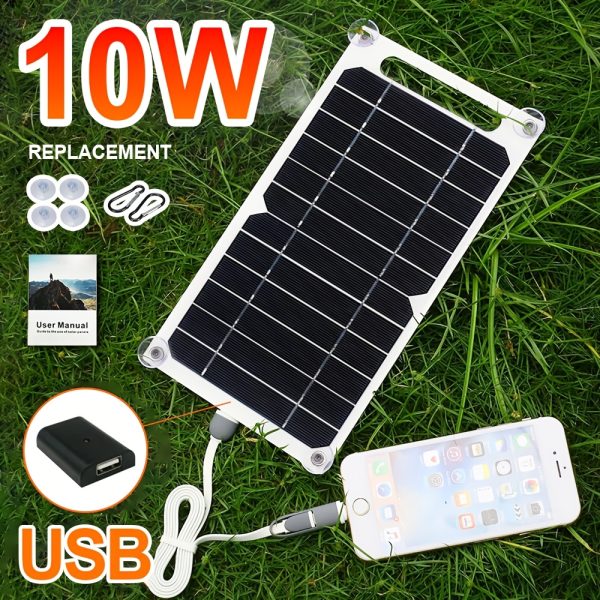Soecopo 10W Solar Panel with USB - Portable Power Bank for Outdoor Hiking, Camping & RV Charging