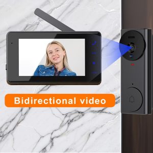 Wireless Smart Video Doorbell System with 480P HD Camera - No App or Network Needed, Two-Way Audio, Battery/USB Powered, Motion Detection & Night Vision for Home Security, Wireless Doorbell Camera