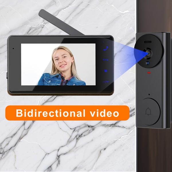 Wireless Smart Video Doorbell System with 480P HD Camera - No App or Network Needed, Two-Way Audio, Battery/USB Powered, Motion Detection & Night Vision for Home Security, Wireless Doorbell Camera