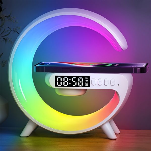 VIKEFON RGB Rhythm Wireless Speaker - Portable Wireless Speakers with Fast Charging, Sunrise Alarm Clock, Wake Up Light, Dimmable Table Lamp and Bar Smart Light Without battery For All Phone With Support Wireless Charger