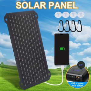 15W Portable Solar Charger Panel - USB & Type-C Power Bank for Camping, Emergency, Travel | Outdoor Energy Generator