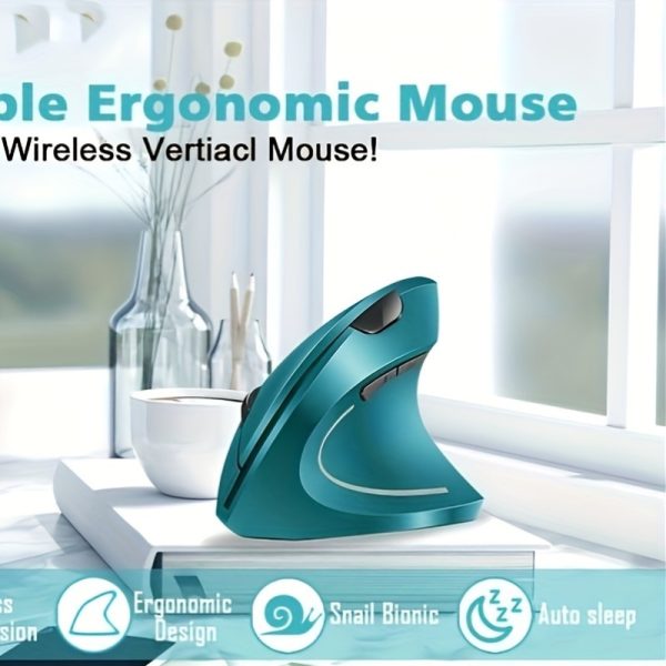 Ergonomic Mouse, Wireless Mouse, Optical Vertical Mouse Rechargeable USB Mouse 2.4GHz with 6 Buttons for Laptop, Desktop (Right Hand)