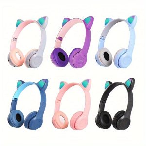 Cat Ears Cute Colorful Cool Headset Wireless Headset Mobile Phone Wireless Game Folding Insert Cartoon Call Headset