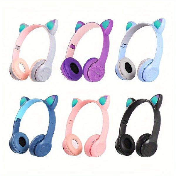 Cat Ears Cute Colorful Cool Headset Wireless Headset Mobile Phone Wireless Game Folding Insert Cartoon Call Headset