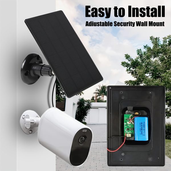 360° Adjustable Solar Panel Charger for Security Cameras, Doorbells & Lights - 2000mAh Battery, MicroUSB & USB-C Compatible, Easy Installation, Insulated Material, Captures Maximum Sunlight