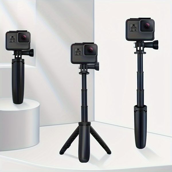 Extendable Mini Tripod & Selfie Stick for GoPro Hero, AXNEN SJCAM Xiaomi YI Action Cameras - Portable Aluminum Alloy Monopod with Screw, Compact 3-Section Design for Smartphones & Action Cams, Portable Photography Gear | Modern Accessory | Lightweight Monopod