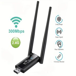 1pc 300Mbps 2.4G USB Wireless WiFi Repeater, Easy Setup Network Adapter with Long Range, Super Signal, Universal Compatibility for PC, Laptop, Smartphone, Tablet, and TV - No Battery Required