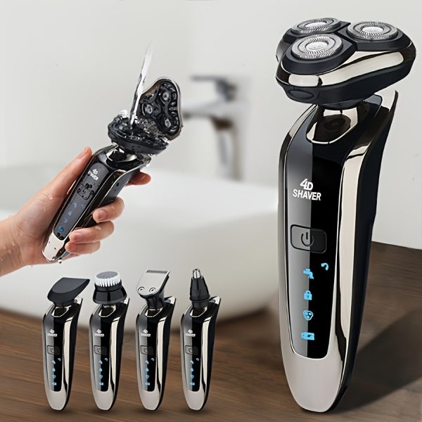 CHIN 4D Full Body Electric Shaver for Men with Nose & Sideburn Trimmers, Face Cleaning Brush - USB Rechargeable, Stainless Steel Blades,, Achieve Smooth Shave Anywhere