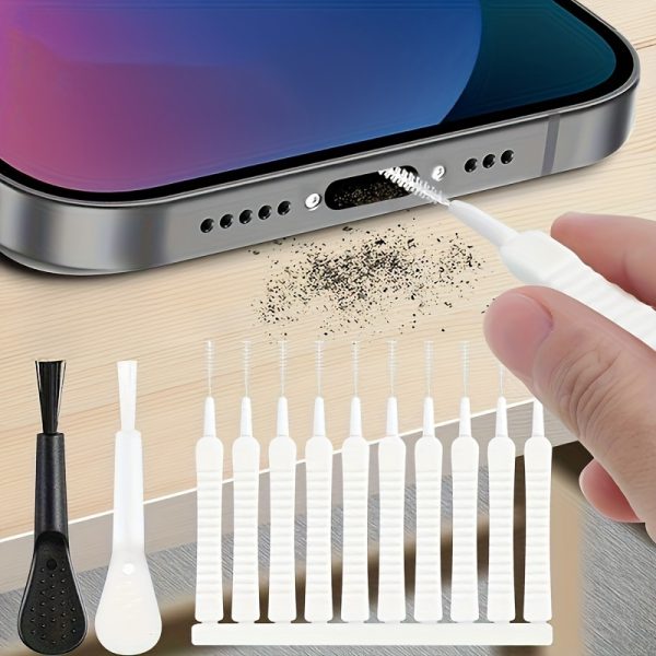 12-Piece Electronic Cleaning Kit with Brushes and Phone Cleaning Tools - Durable Plastic Material for Dust and Debris Removal on Computers, Laptops, Keyboards, and Musical Instruments