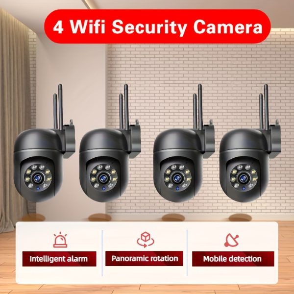 4-Pack Dome Security Cameras 1080p HD WiFi - Indoor Surveillance Camera with Color Night Vision, 355° Panoramic & 90° Tilt, AI Motion Detection, Two-Way Audio, App Control, for Smart Home System, Non-Waterproof Wall Hanging Mount, Remote Monitoring - Compatible with Wireless Routers