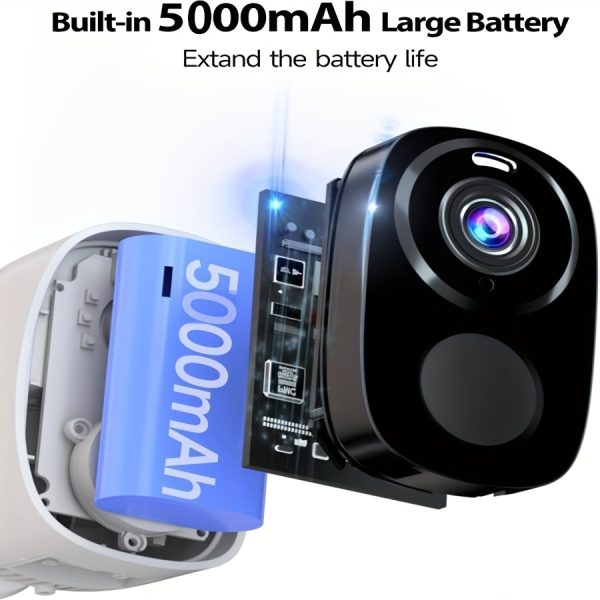 AntCctv 2.4G WiFi Rechargeable Lithium Battery 18650 Series 5000mAh Battery Powered 3MP 1296P HD Security Camera,, with 2-Way Audio, AI Motion Detection, Color Night Vision, SD/Free Cloud Storage, Wi-Fi Function, USB Charging, for Outdoor Home Security