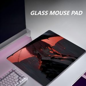 1pc Glass Solar Glass Mouse Pad, Tempered, Ultra Smooth, for FPS Game, Office, Home Use