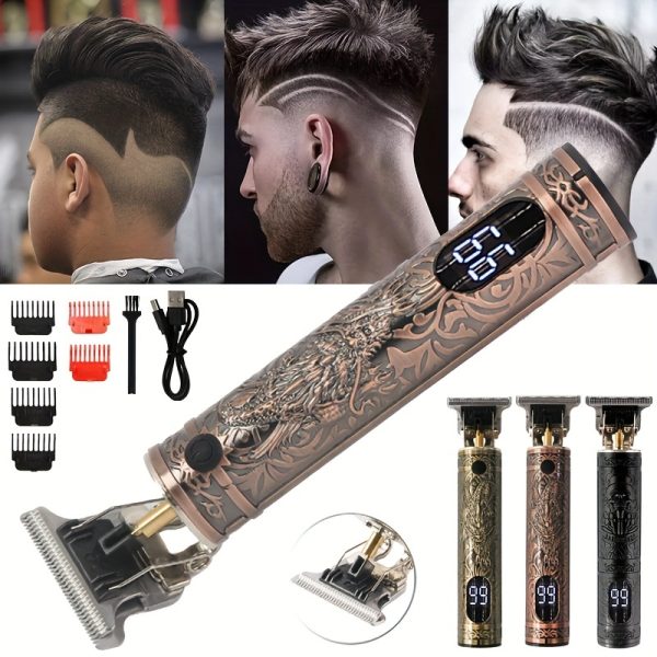 Versatile, V-Vimika Professional Hair Clipper - T-Blade, USB Rechargeable, Cordless Haircut & Beard Trimmer with Engraving Edge Tool