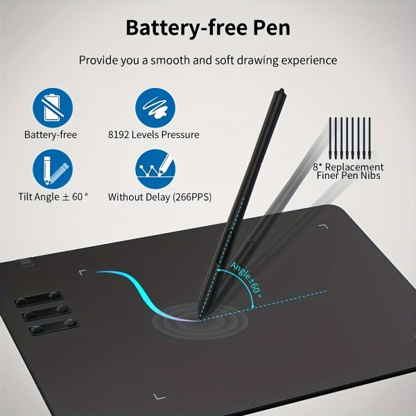 ELFO LARANJA Graphic Drawing Tablet with Pen - 16.99 x 10.69 cm Active Area, ABS, Compatible with Android, Mac OS 11.0+, Windows XP/7/8/10, Digital Art Pad for PC, Notebook, No Battery Needed - Black (Ages 14+)