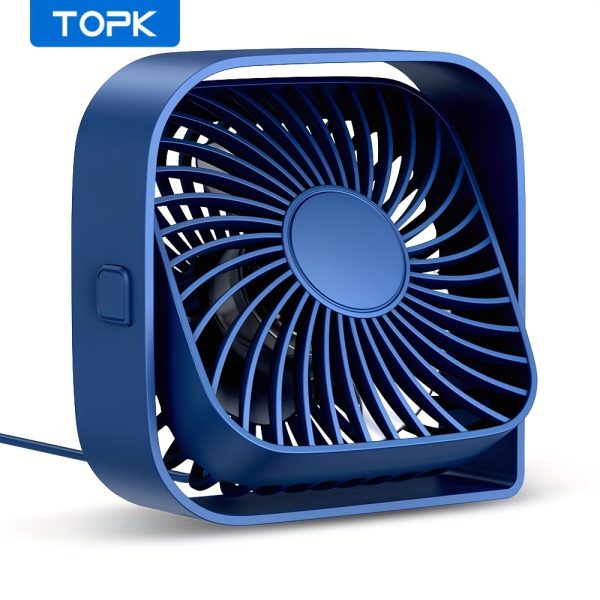 TOPK Mini Desk Fan, 3 Speeds 10.16 Cm Small USB Portable Fan, Mini Cooling Fan By USB Plug In, 360°Rotatable Silent Desktop Fan For Home Office Bedroom Dorm Indoor Outdoor Summer Gift