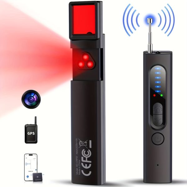 25H Wireless Hidden Camera Detectors, GPS Tracker, Bug and Device Detector, Battery Powered/USB Dual Use, ≤36V, Rechargeable Battery, with Wireless Property for Travel, Car, Bathroom, Office, Hotel, Airbnb