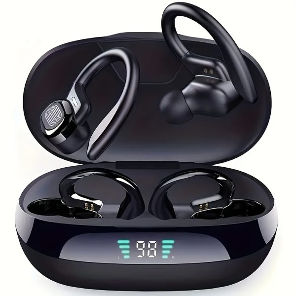 LIFEBEE Wireless Running Earbuds with Earhooks, Noise Cancelling Headphones for Sports, Dual-LED Display, Pure Bass Sound, Built-in Microphone