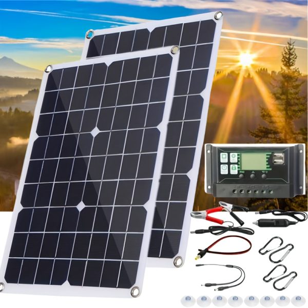 2pcs Solar Panel Kit: 40W Power, Dual 12V/5V USB, Solar Controller - Perfect for Car, Yacht, RV, Boat, Home, Camping Battery Charger