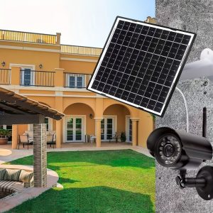 Monocrystalline Silicon Solar Panel, 7W Monocrystalline Solar Panel Can Be Used for Low Power Consumption Surveillance Cameras and Wireless Doorbells, Fan Charging. 5V Monocrystalline Solar Panel Compatible with Type-C and USB Interfaces, Bracket Angle Can Be Adjusted at Will, White