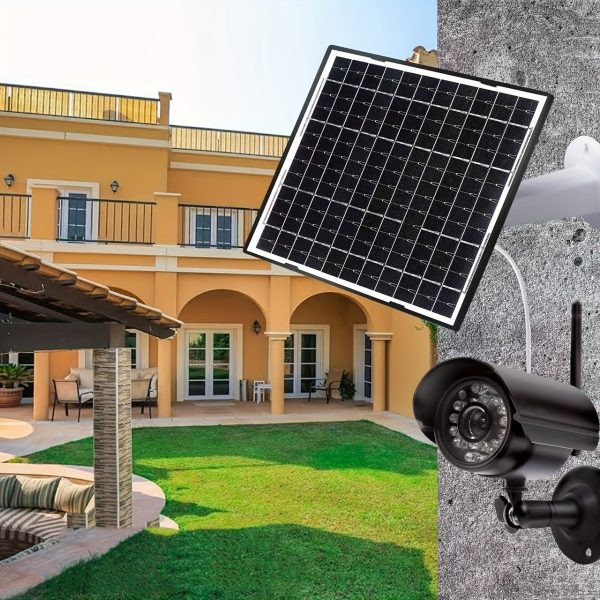 Monocrystalline Silicon Solar Panel, 7W Monocrystalline Solar Panel Can Be Used for Low Power Consumption Surveillance Cameras and Wireless Doorbells, Fan Charging. 5V Monocrystalline Solar Panel Compatible with Type-C and USB Interfaces, Bracket Angle Can Be Adjusted at Will, White