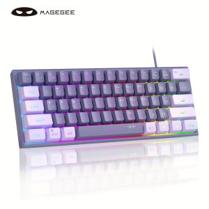 MAGEGEE Compact 60% Gaming Keyboard with RGB Backlight, Ergonomic TS91 Design for PC, MAC, PS4, Xbox - Violet, USB-Powered, Customizable Lighting Modes, Durable PBT Keycaps, Perfect for Gamers and Office Use, Ergonomic Keyboard