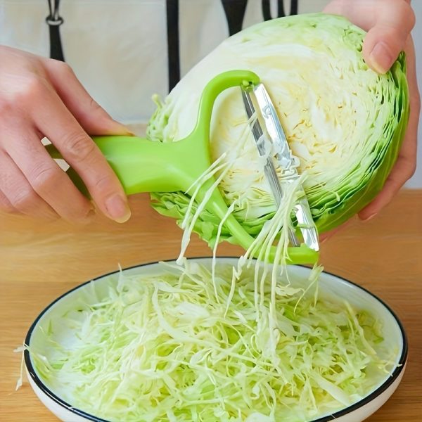 Stainless Steel Vegetable Peeler and Grater, Multi-Functional Metal Kitchen Tool for Cabbage, Potatoes, Melons, Food Contact Safe, Easy to Use, Dishwasher Safe